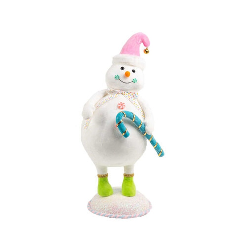 December Diamonds Snow Cream Shoppe 22 Snowman With Blue Candy Cane Figurine