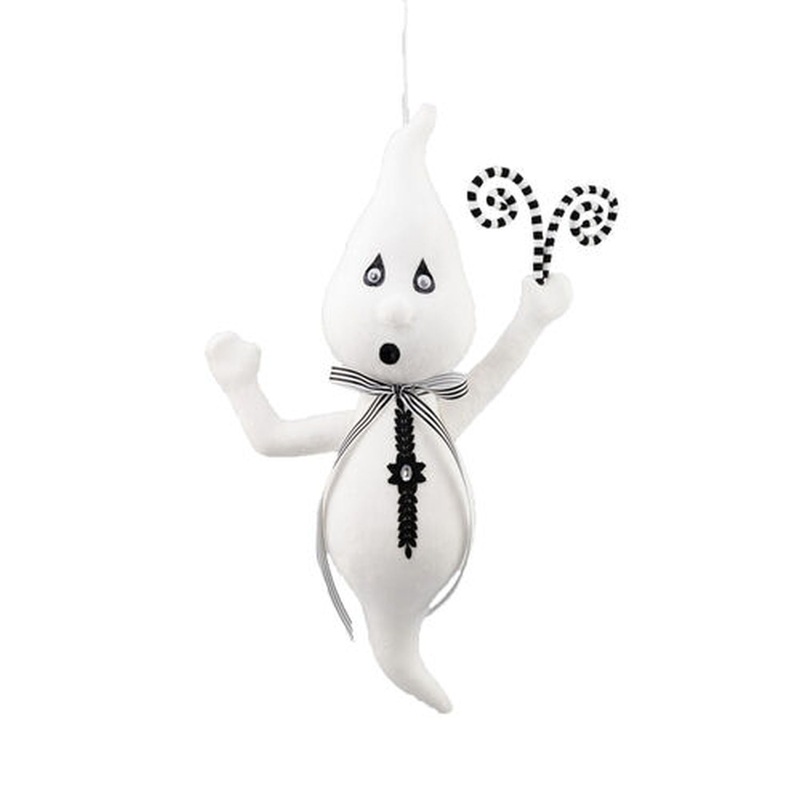 December Diamonds Witchery 22 Hanging Ghost With Black White Swirl Sticks