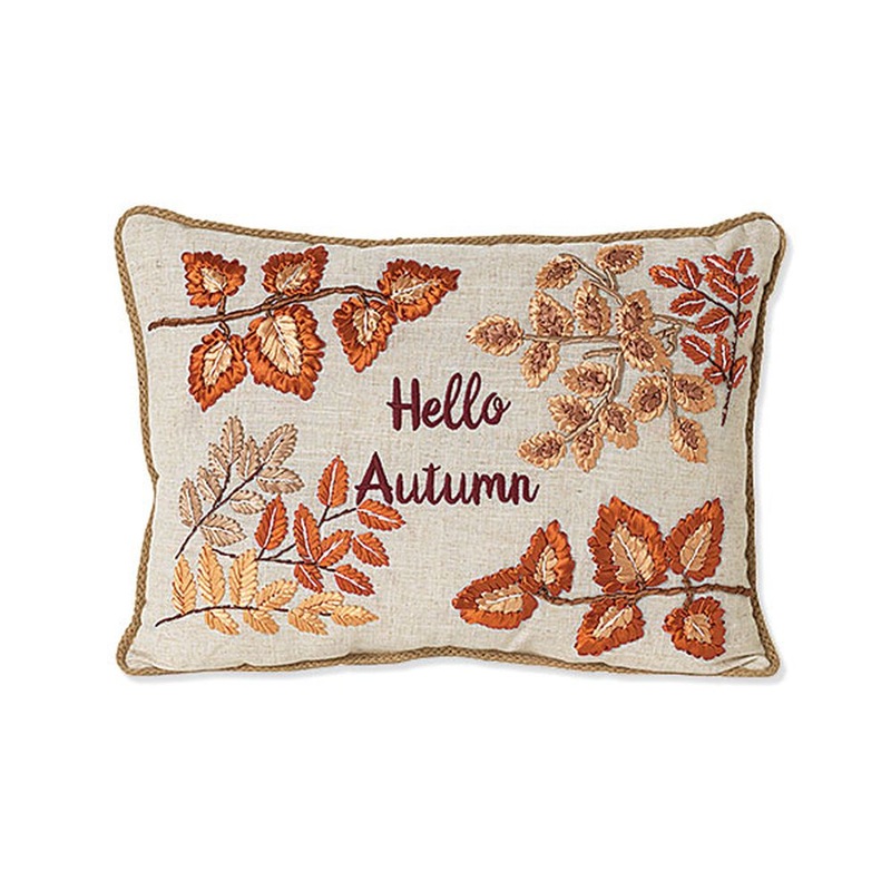 Gerson Company 20 Fabric Embroidered Harvest Design Pillow