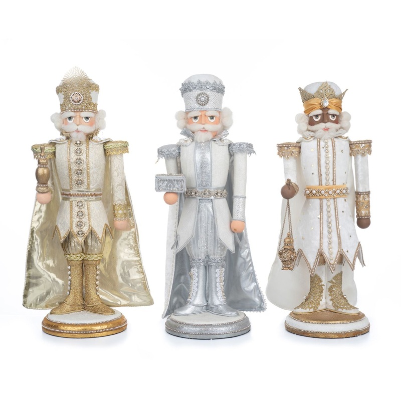 Katherine’s Collection 2023 17 Celestial Wiseman Nutcrackers Set of 3, White Resin
