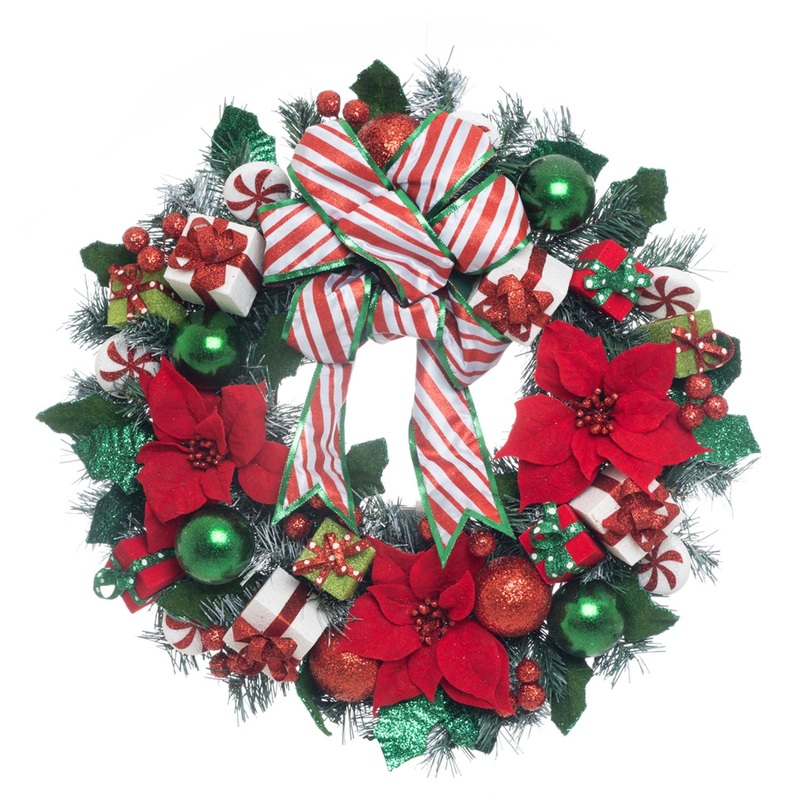 Katherine’s Collection 2023 Peppermint Palace Wreath, 28  8  28 in, Green Polyester