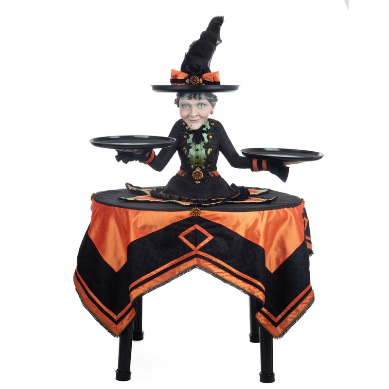 Katherine’s Collection 40 Hilda Blackroot Cupcake Server w/ Tablecloth, Orange/Black