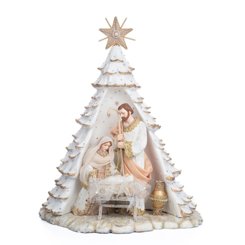 Katherine’s Collection Starry Nights 24 Celestial Nativity Piece, White/Gold Resin