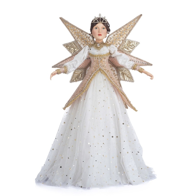 Katherine’s Collection Starry Nights 25 Celestial Angel Tree Topper, White/Gold