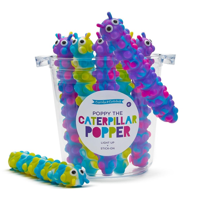 Poppy The Caterpillar 16-Pcs Light Up & Stick-On 3D Popper w/Bucket in 2 Colors