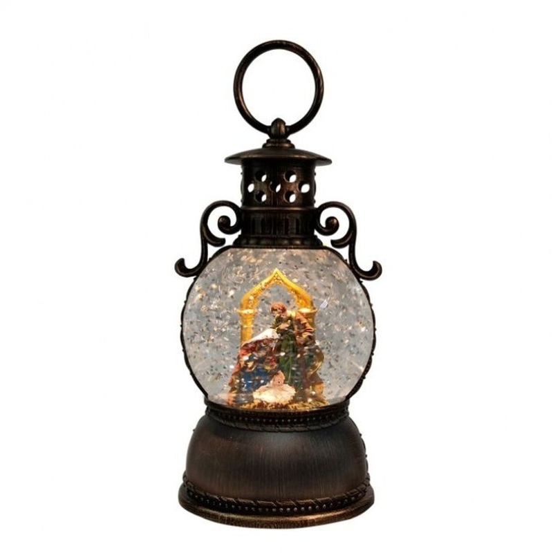 Regency 8 LED Battery Operated Timer Holy Family Lantern Water Globe USB