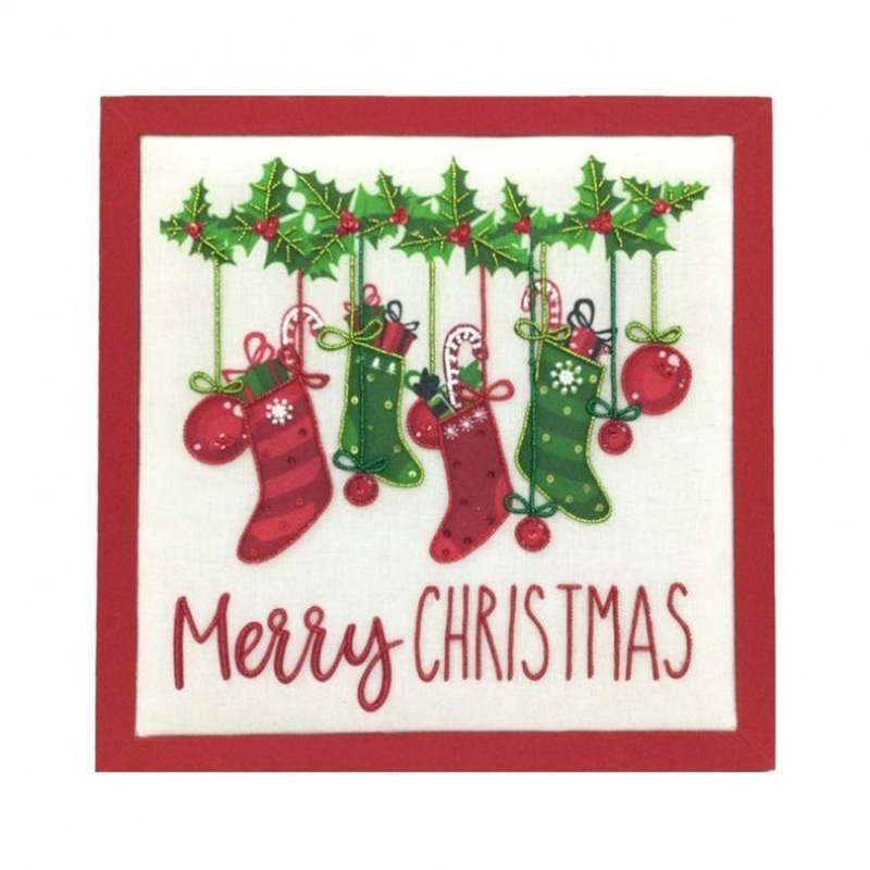 Regency International 14X14 MDF Embroidered Stockings Wall Art