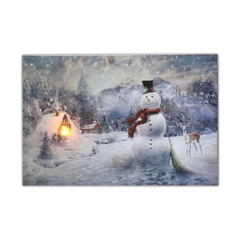 Regency International 16 X 24 Battery/Timer Snowman Winter Scene