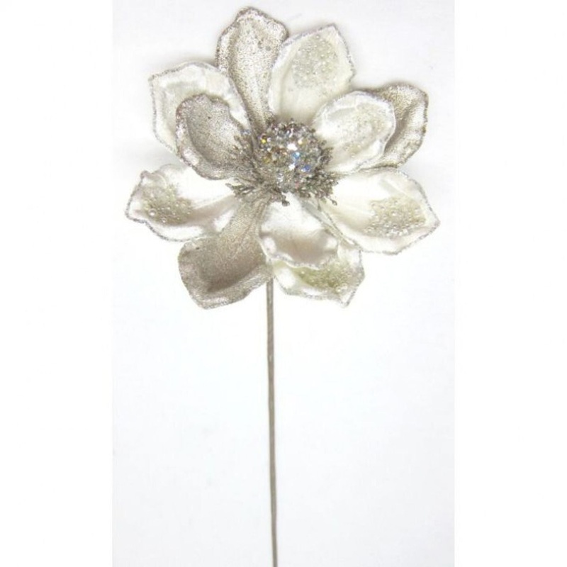 Regency International 24 Glitter Edged Jewel Magnolia Stem
