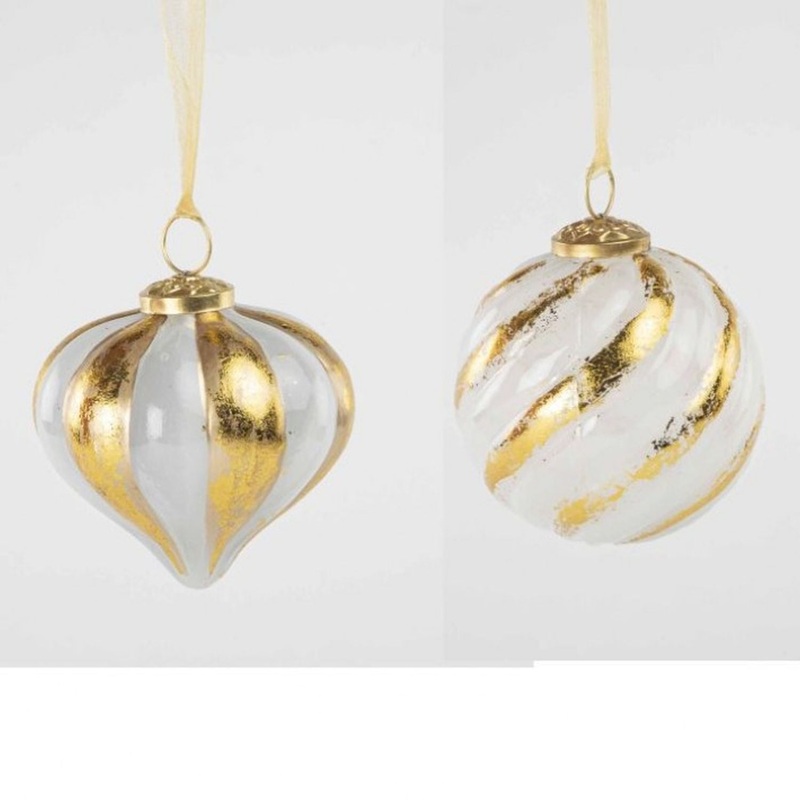 Regency International 4 Glass Swirl Ball/Onion Ornament, Set of 2, Assortment