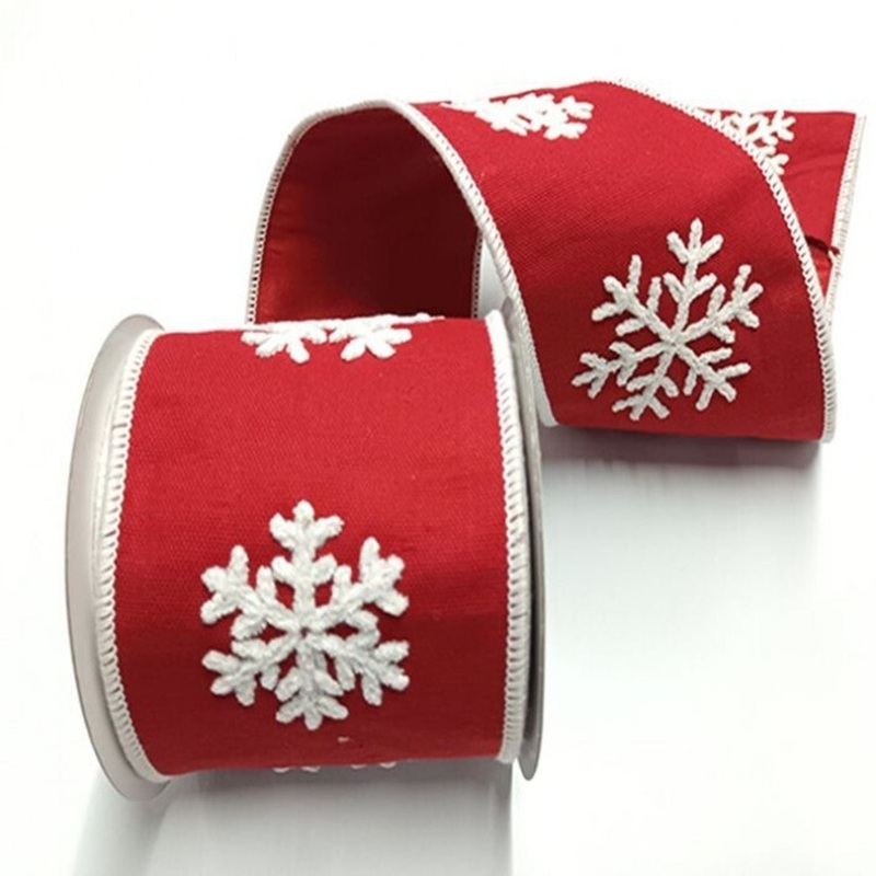 Regency International 4 x 5Y Embroidered Snowflake Canvas Ribbon