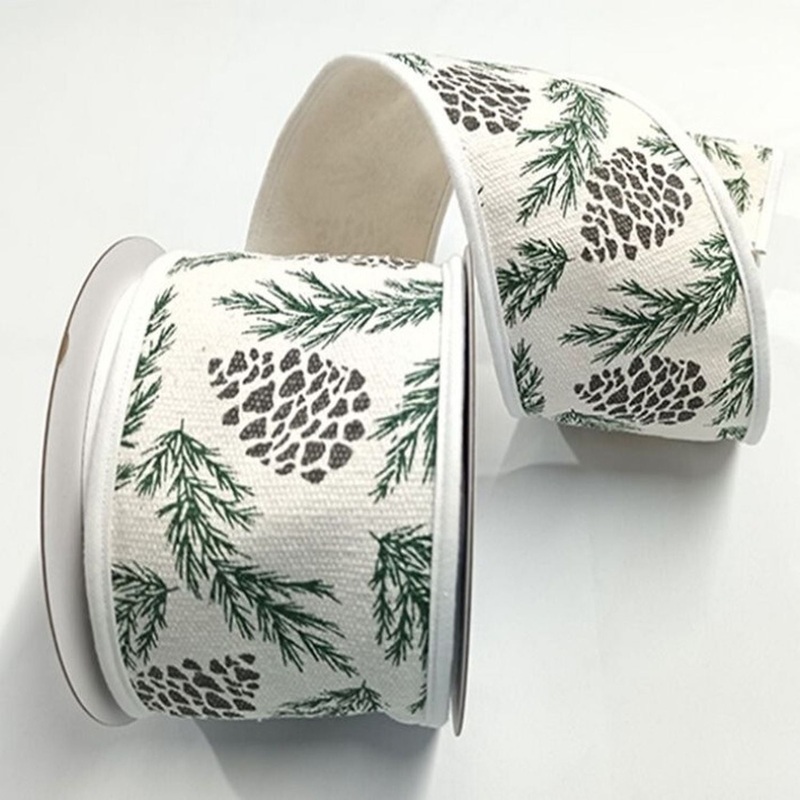 Regency International 4 x 5Y Pinecone/Leaf Motif Cotton Ribbon