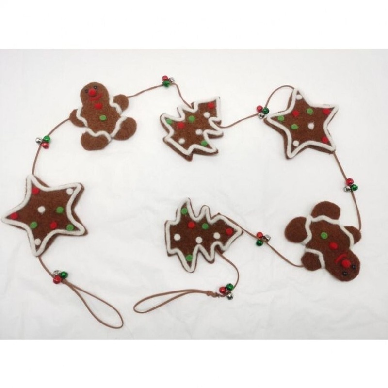Regency International 60 Felt/Wool Gingerbread Garland with Bells