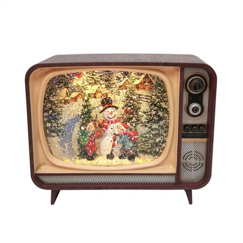 Regency International 7 LED Battery Operated Timer Snowman TV Water Globe USB