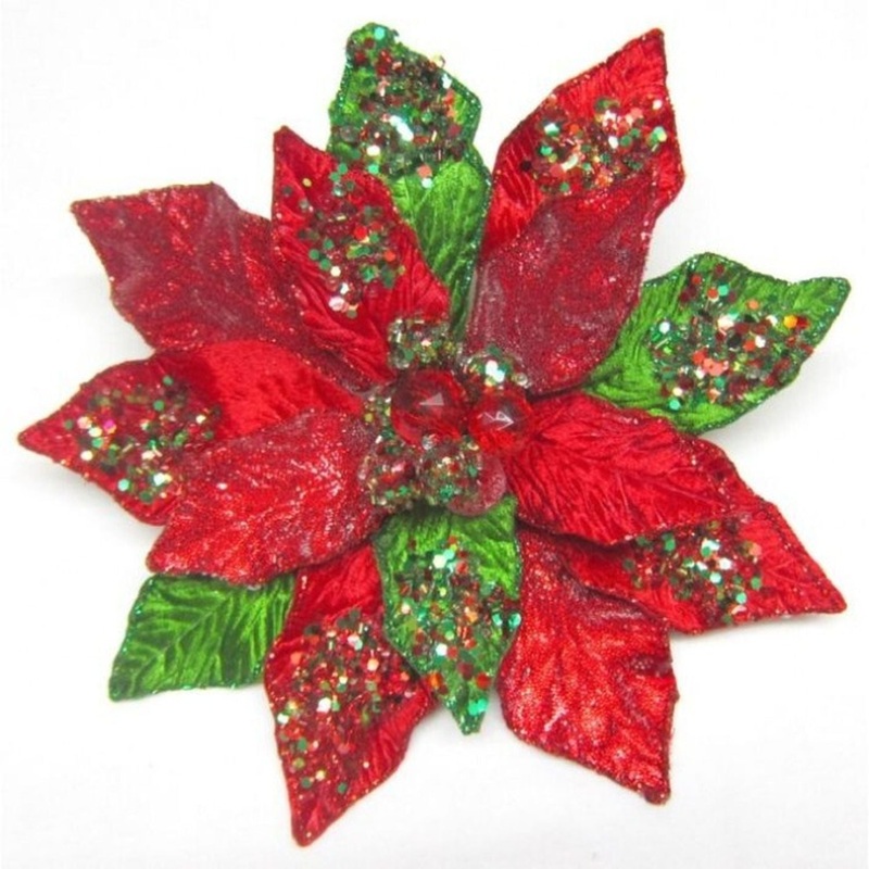 Regency International 8 Jewel Encrusted Poinsettia Ornament with Clip