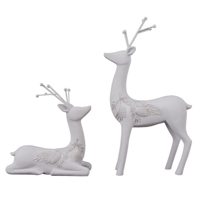 Regency International 9 Resin Standing Pine Bough Deer, Set of 2, Assortment