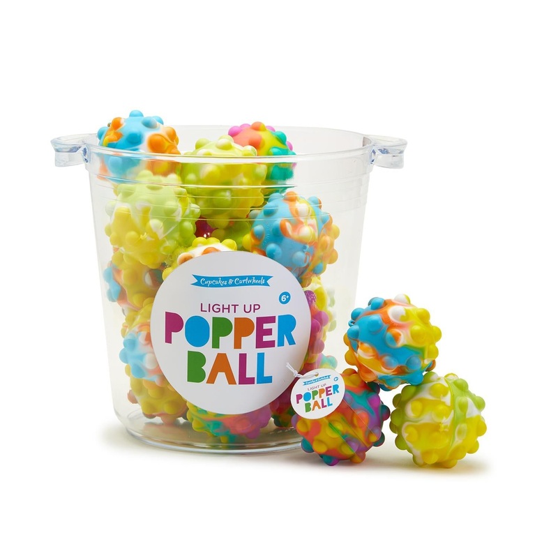 Two’s Bubble Pop 36-Pieces Light Up Bouncing Popper Ball w/ Bucket in 3 Colors
