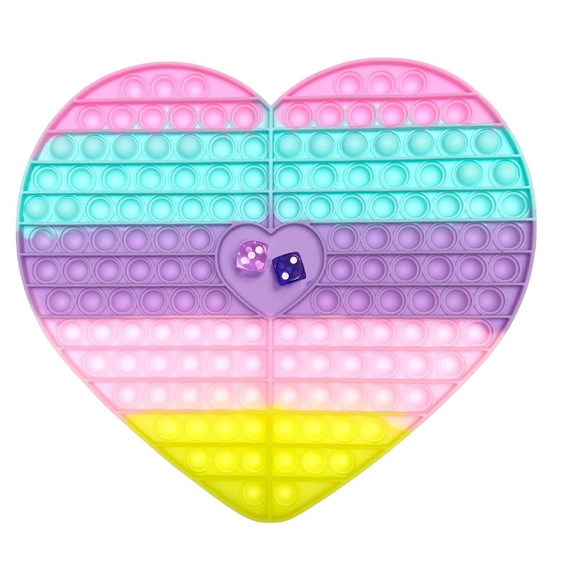 Two’s Company Rainbow Heart Bubble Popper Game with 2 Dice