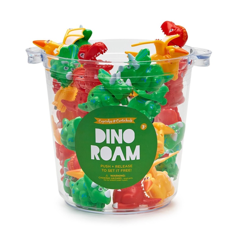Two’s Roar-Some Run 30-Pieces Push-&-Release Dinosaur with Bucket in 3 Designs