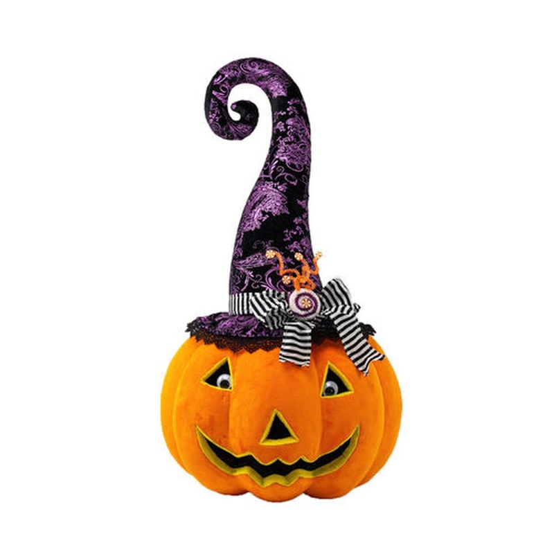 December Diamonds Halloween Carnival 27 Pumpkin With Purple Hat Figurine