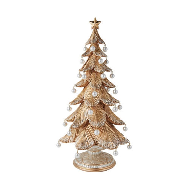 December Diamonds Joyful Joyful 18 Gold Tree With Pearl Dangles Figurine