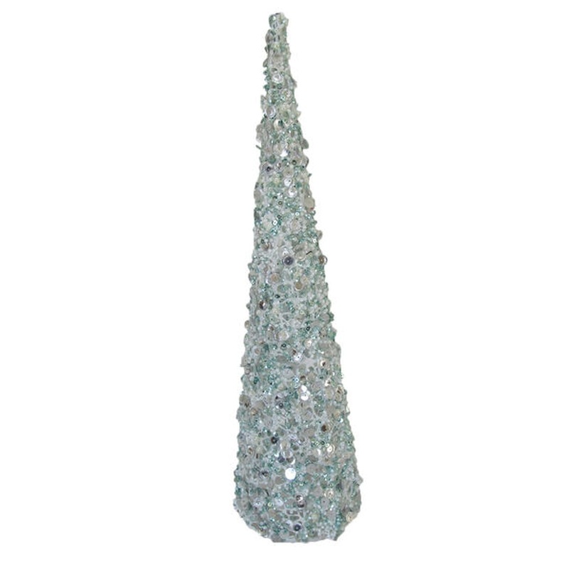 December Diamonds Ocean Mist 18 Natural Glitter Beaded Tree Cone