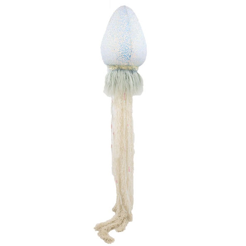 December Diamonds Ocean Mist Light Blue Sequin/Fur Jellyfish Decor 51In Figurine