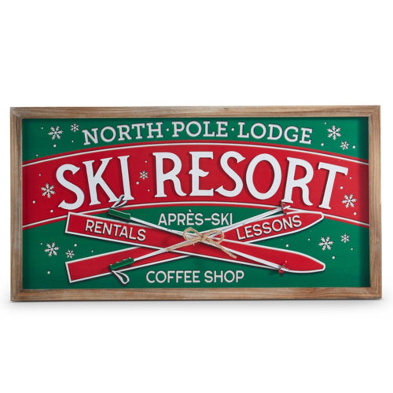Raz Imports 2023 Dashing Through The Snow 24.75 Ski Resort Wall Art