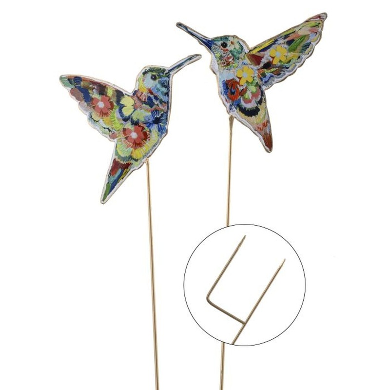 Regency International Metal Floral Hummingbird Stake 8X36T, S/2 Assortment
