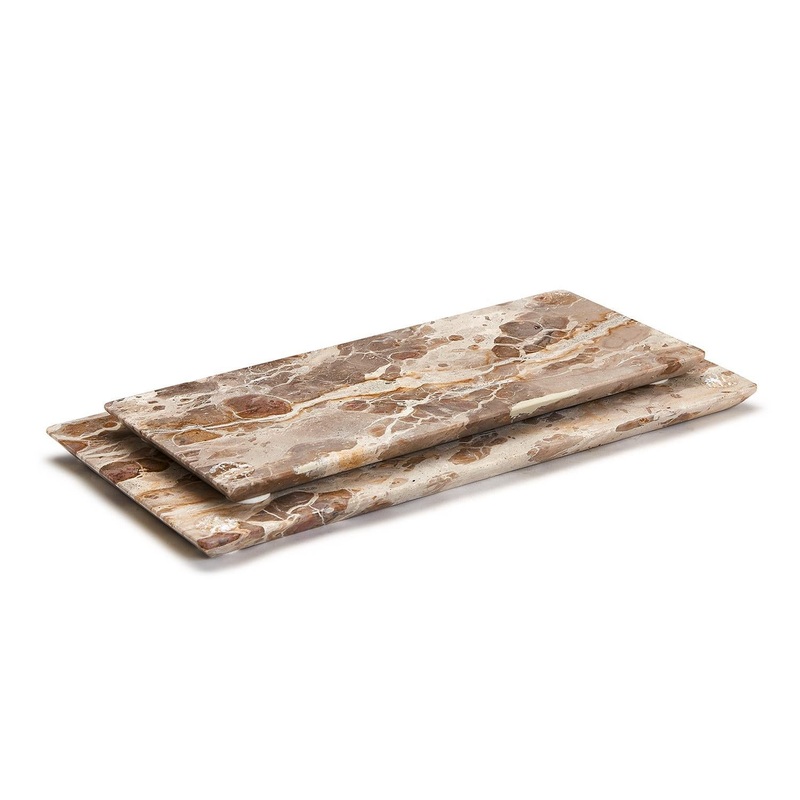 Two’s Company Brown Galaxy Set of 2 Emperador Marble Tray