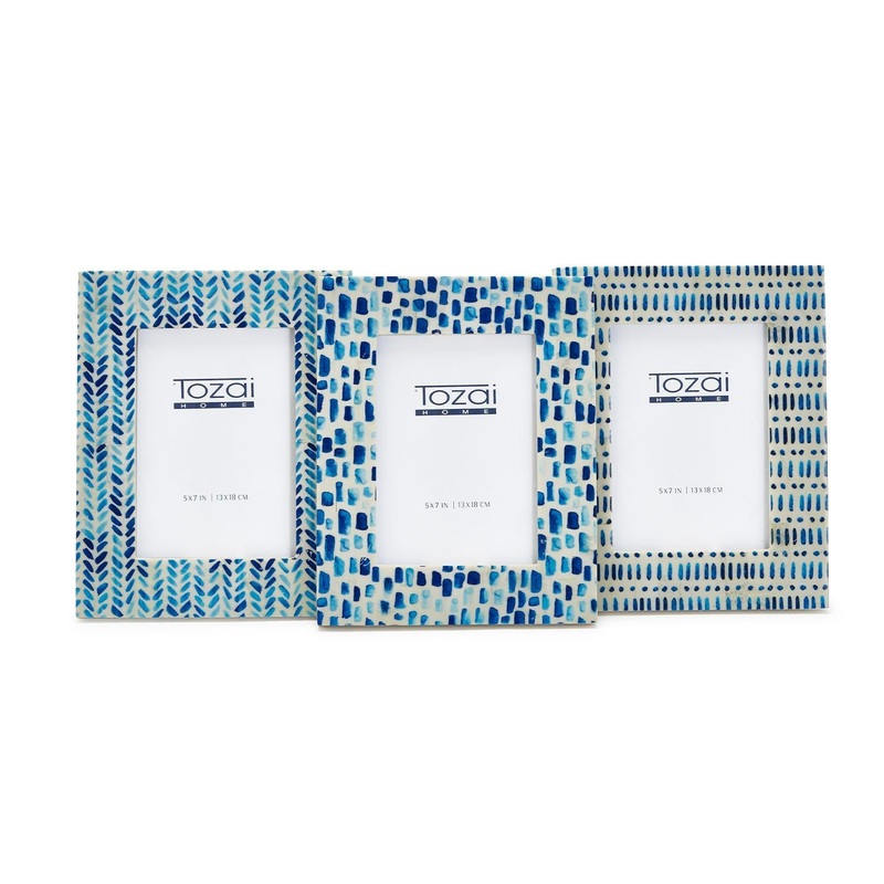 Two’s Company Etchings, Blue & White Photo Frame 5 X 7 Assorted 3 Patterns