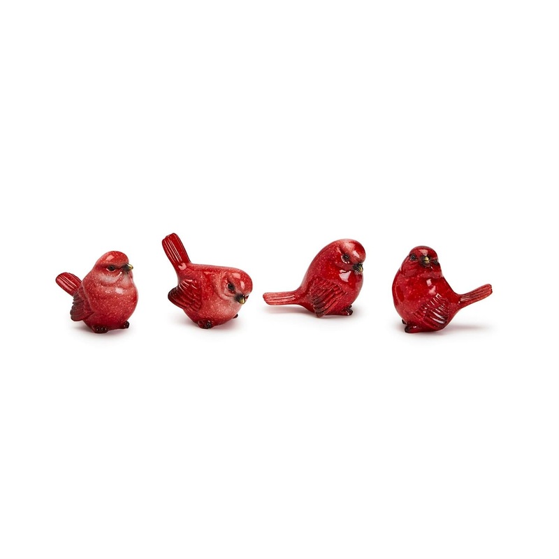 Two’s Company Refill For Red Cardinal 24-Pieces Hand-Painted Birds – Resin