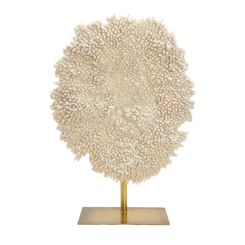 Two’s Company Two’s Company 26 1/2 White Poly Coral Sculpture on Metal Stand