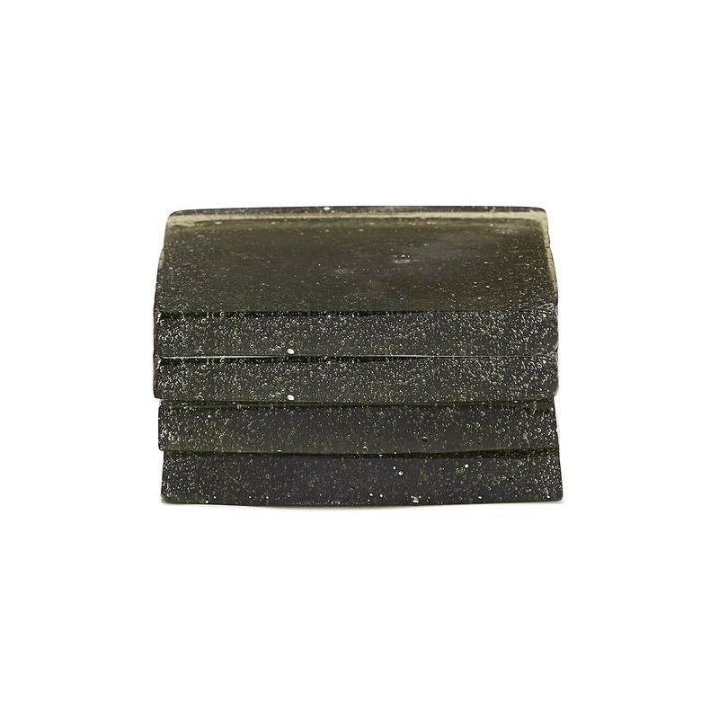 Two’s Company Two’s Company Verde Set of 4 Bubble Slab Glass Coasters – Glass