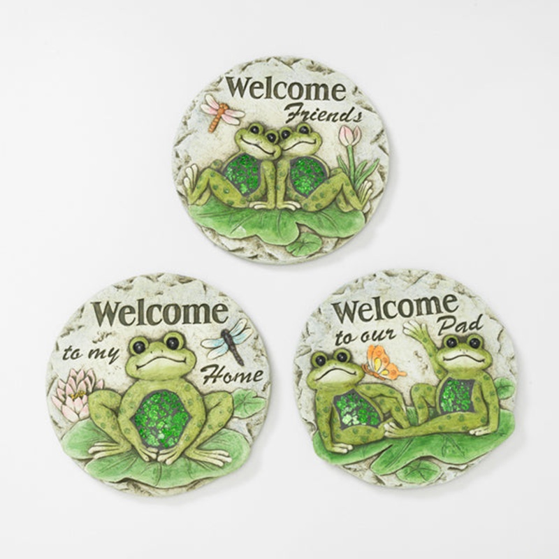 Gerson Companies 10L Cement Spring Garden Frog Stepping Stone, 3 Asst.
