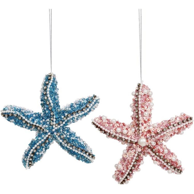 Mark Roberts Christmas 2023 Beaded Starfish Ornament 5”, Assortment of 2