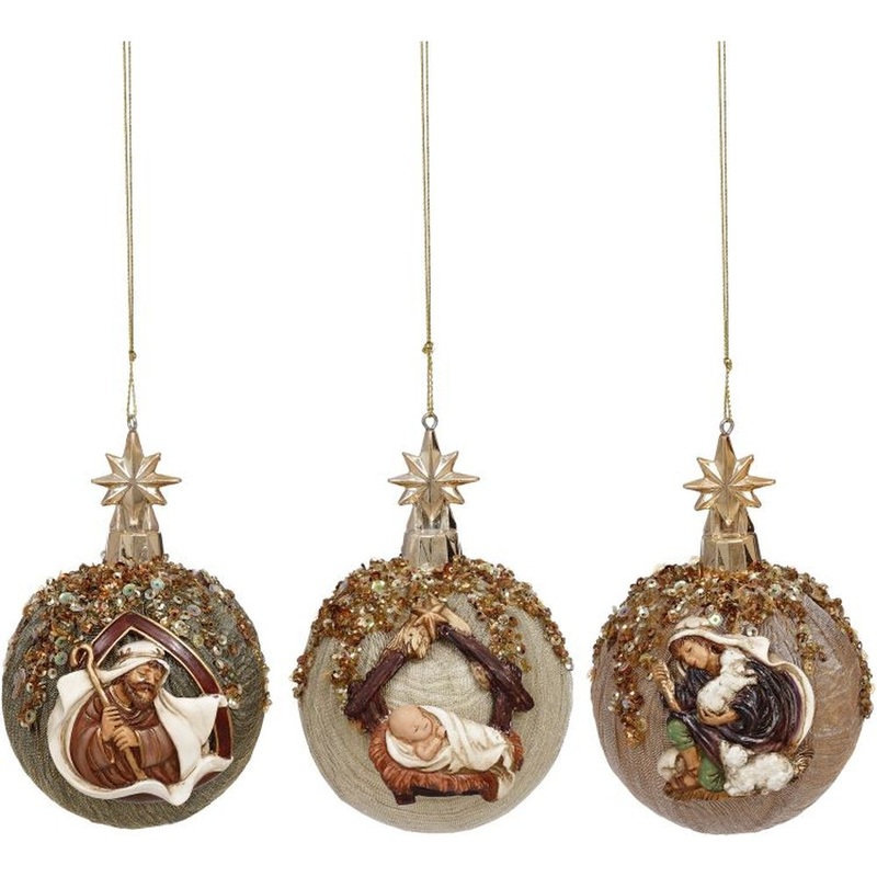 Mark Roberts Christmas 2023 Holy Family Ball Ornament 5.5”, Assortment of 3