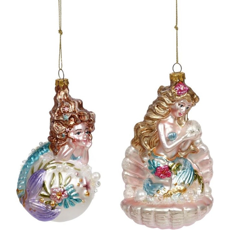 Mark Roberts Christmas 2023 Mermaid Shell Ornament 5-6”, Assortment of 2