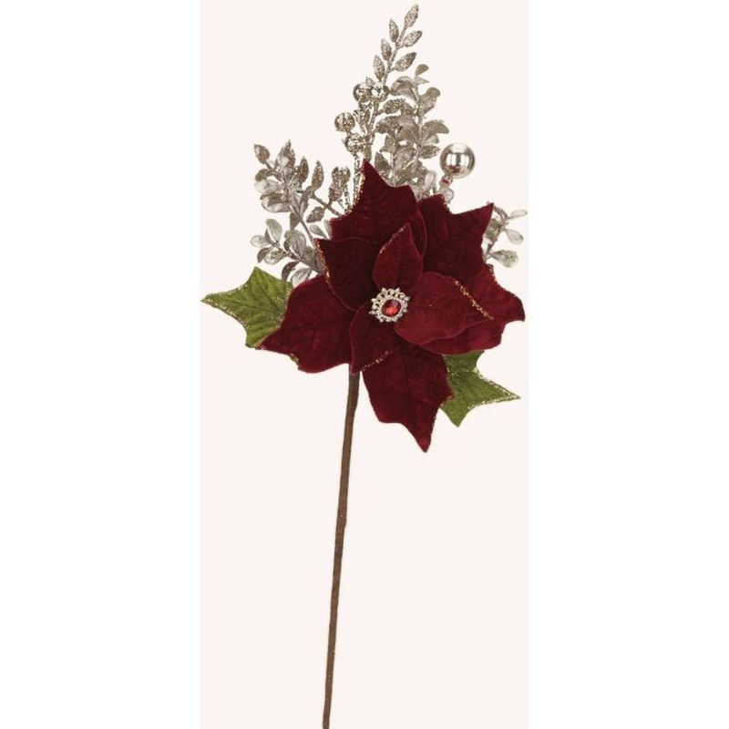 Mark Roberts Christmas 2023 Multi Jeweled Poinsettia Spray 26”, Red