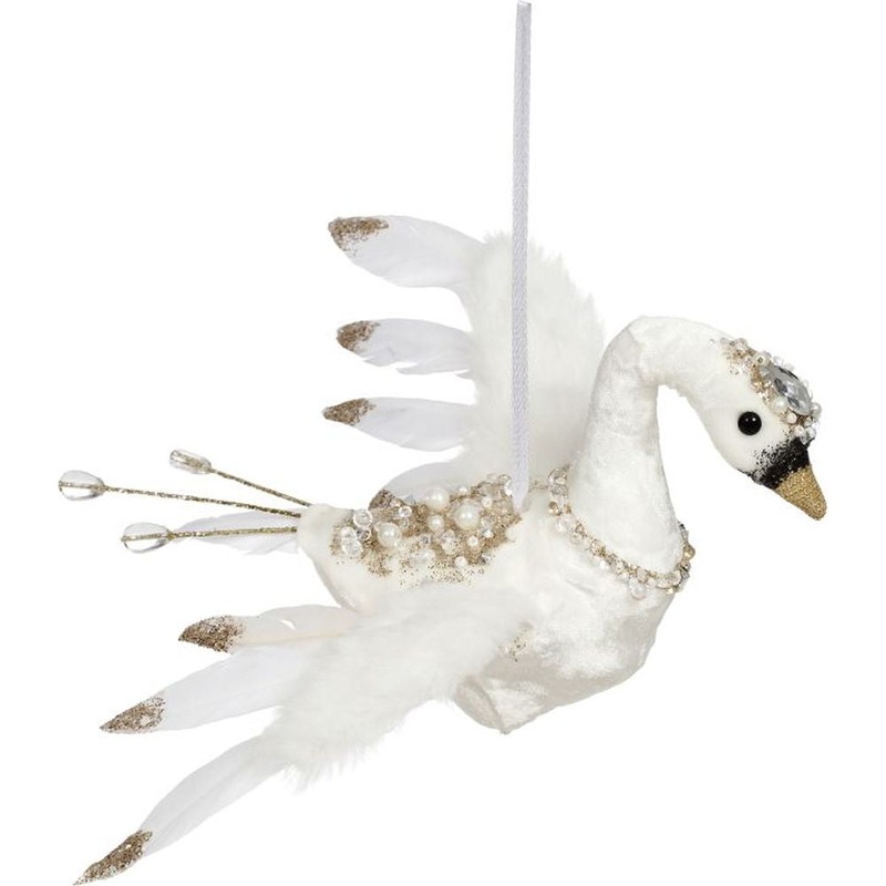 Mark Roberts Christmas 2023 Pearl Swan Ornament 7.5X4.5”