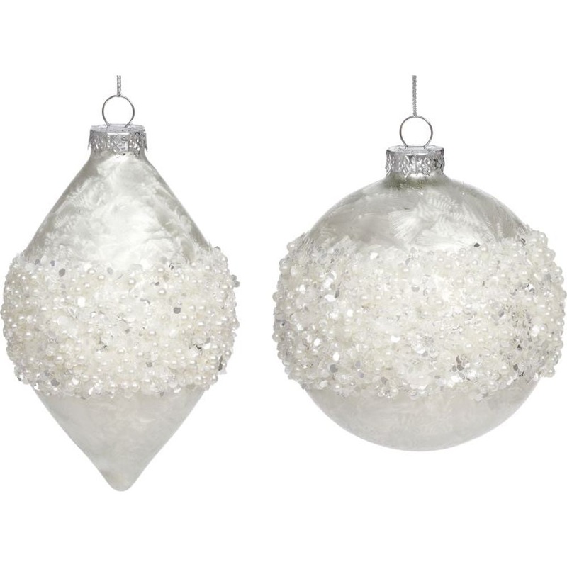 Mark Roberts Christmas 2023 Pearlized Banded Ornament 4-6”, Assortment of 2