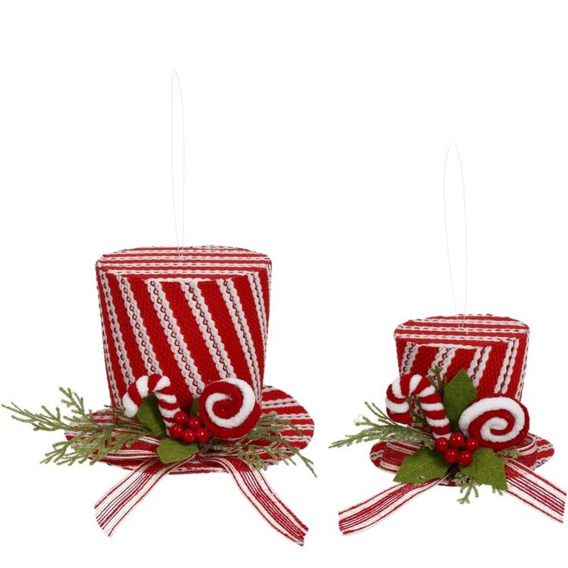 Mark Roberts Christmas 2023 Peppermint Top Hat 4-6”, Assortment of 2