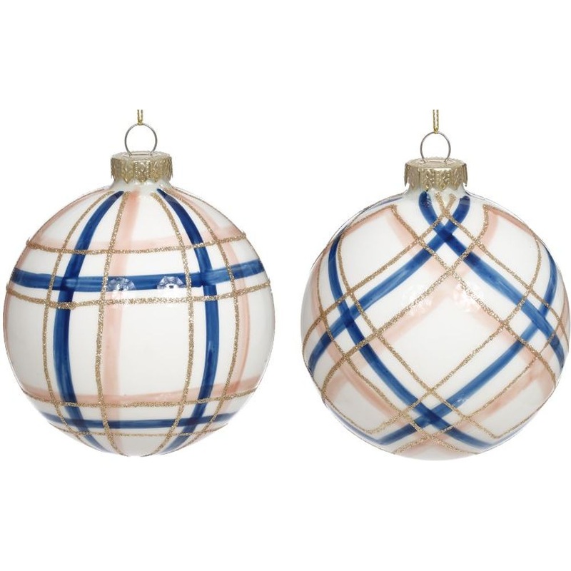 Mark Roberts Christmas 2023 Plaid Ball Ornament 4.5”, Assortment of 2