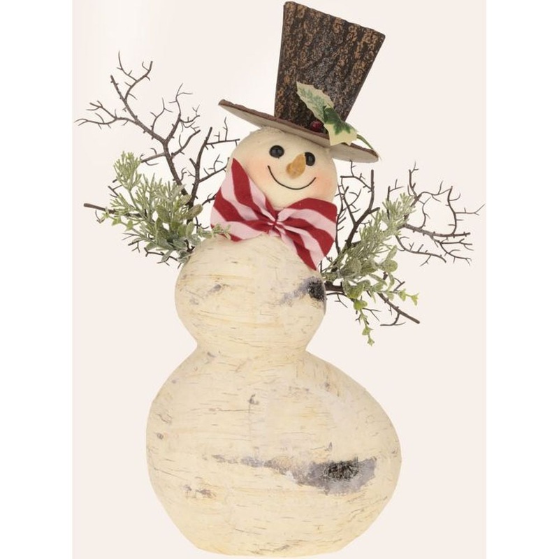 Mark Roberts Christmas 2023 Snowman with Peppermint Bow Figurine, Large17”