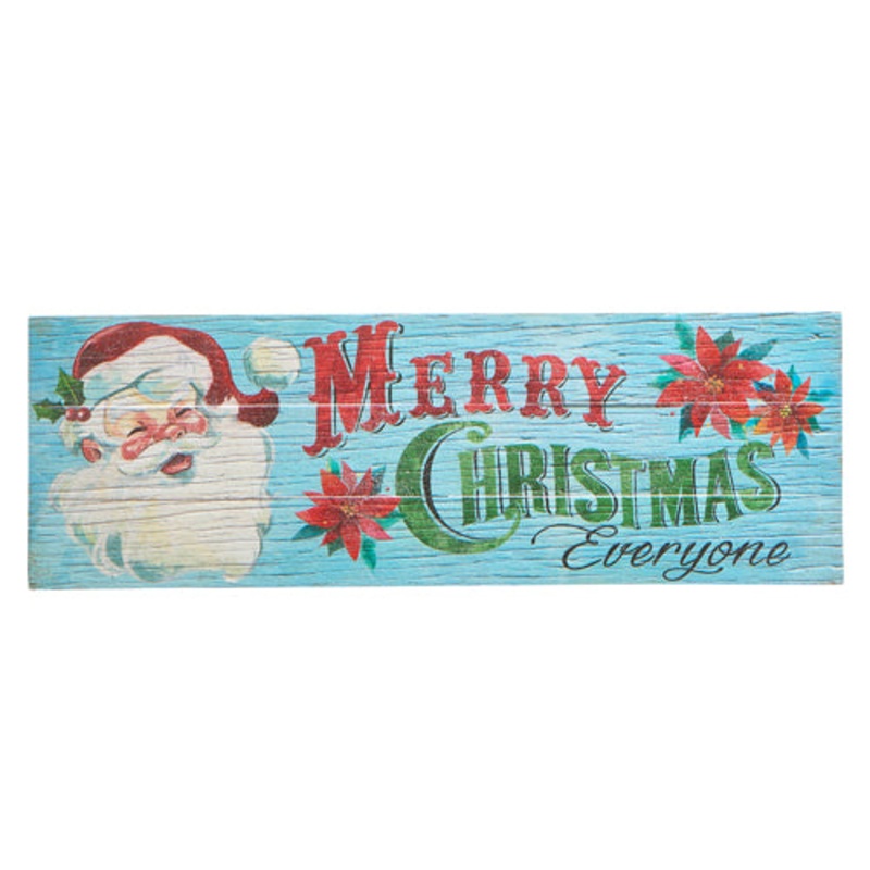 Raz 2023 Vintage Farmhouse 23.75 Merry Christmas Everyone Santa Wall Art