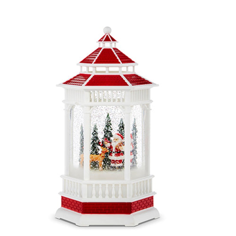 Raz Holiday Water Lanterns 2023 10.5 Santa And Reindeer Lighted Water Gazebo