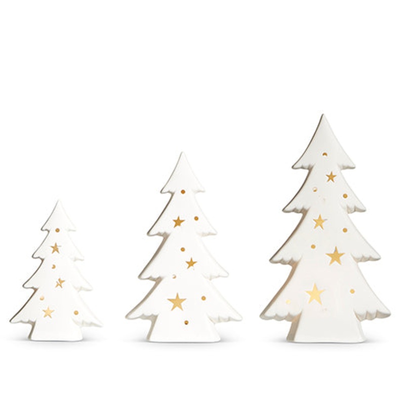 Raz Imports 2023 All Is Calm 9.75 Lighted Trees, Set of 3