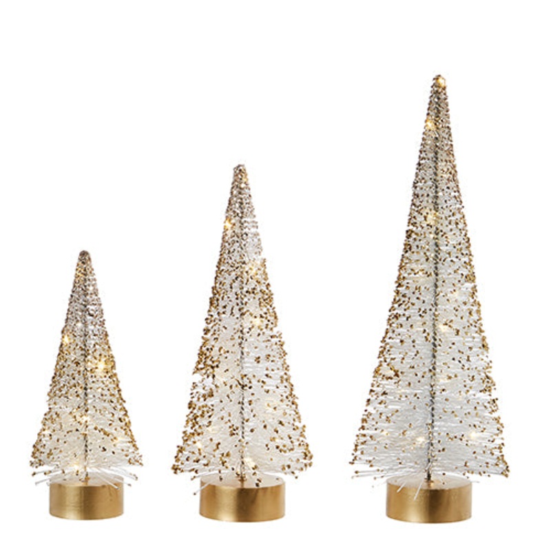 Raz Imports 2023 Charming Holiday 15 Lighted White Bottle Brush Trees, Set of 3
