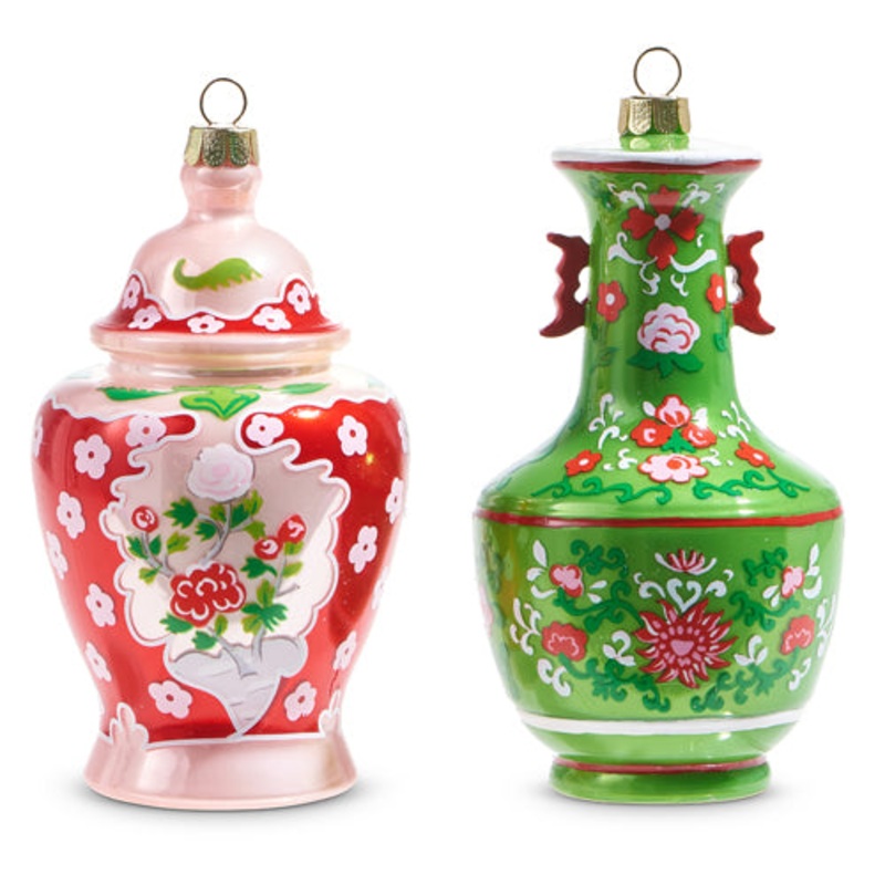 Raz Imports 2023 Charming Holiday 5 Chinoiserie Jar Ornament, Asst of 2