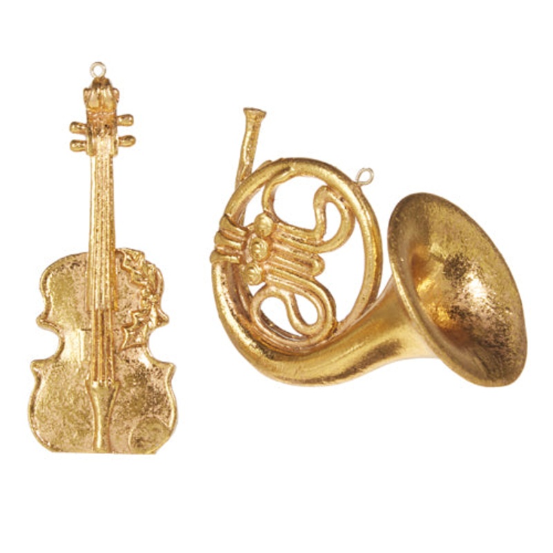 Raz Imports 2023 Classic Carols 4.25 Gold Instrument Ornament, Asst of 2